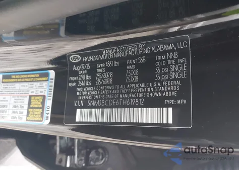2026 Hyundai Tucson Sel z USA, uszkodzony, nr VIN 5NMJBCDE6TH619812